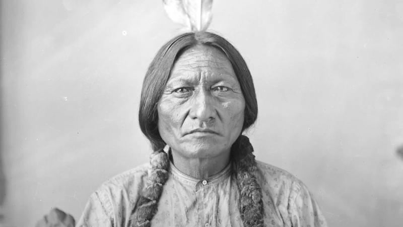 Black-and-white portrait of Sitting Bull, the Lakota leader